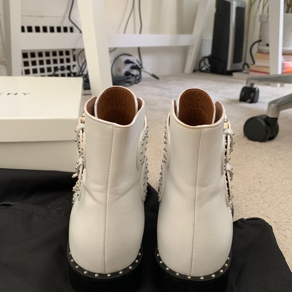 Givenchy White Studded Leather buckle booties sz 8 - Picture 5 of 12